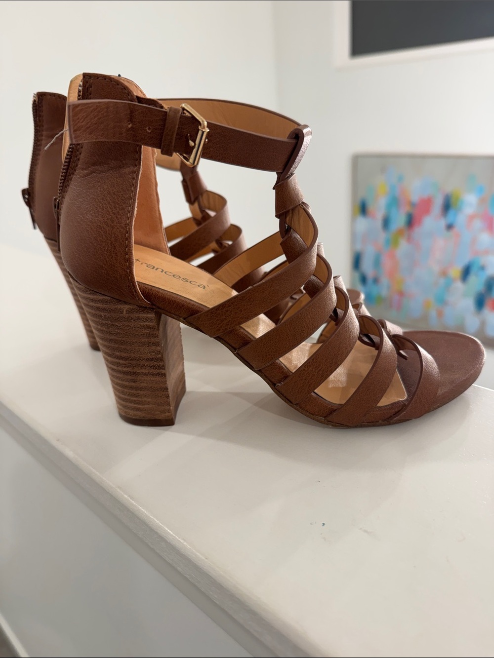 Francesca's Collections Brown Strappy Block Heel Sandals